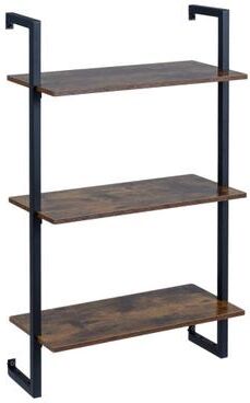 Costway 3-Tier Floating Modern Kitchen Shelf for Living Room Home Office and Bathroom-Rustic Brown
