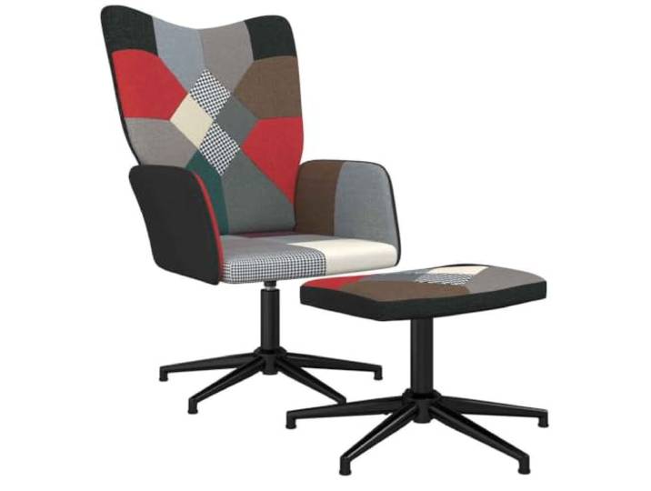 Makastle Relaxsessel mit Hocker Patchwork Stoff
