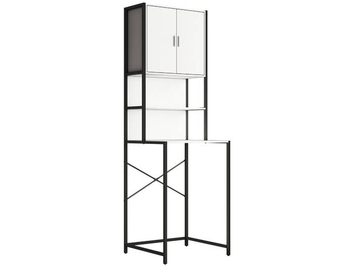 Mid.you Waschmaschinenschrank, Weiss, Metall, 64x189x48 cm, Waschküche, Waschmaschinenschrank