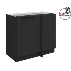 Küchen Eckschrank 105cm Küche ARIA Schwarz matt Anti Fingerprint Küchenzeile