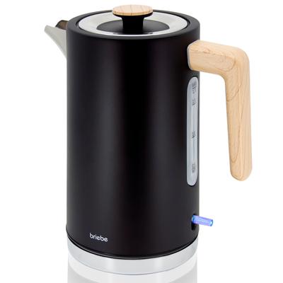 Briebe Nordic Wasserkocher 1,7L Elektrischer Schnellkochend, BPA frei, 360° Sockel, KT1165BLK, Schwarz, 2200W