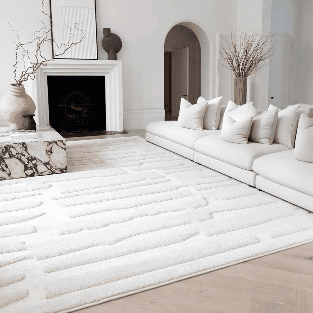 Amore Ivory Textured Abstract Rug