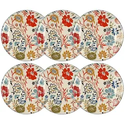 Novastyl - Set aus 6 flachen Jaipur-Tellern 27 cm aus Steingut
