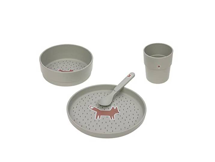 LÄSSIG Kindergeschirr Set (Teller, Becher, Schälchen, Löffel) ohne , BPA-frei, für Spülmaschine und Mikrowelle/Dish Set Little Forest Fox