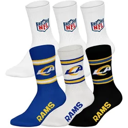 NFL Unisex Socken, 6er Pack - NFL Teams, 6Pack Crew Socks, Football, Logo, Baumwollmischung LA Rams/Weiß / 43-46