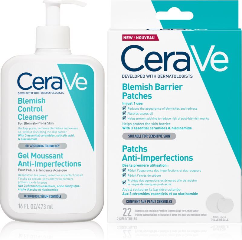 CeraVe Cleansers Blemish Control Cleanser set for problem skin, acne