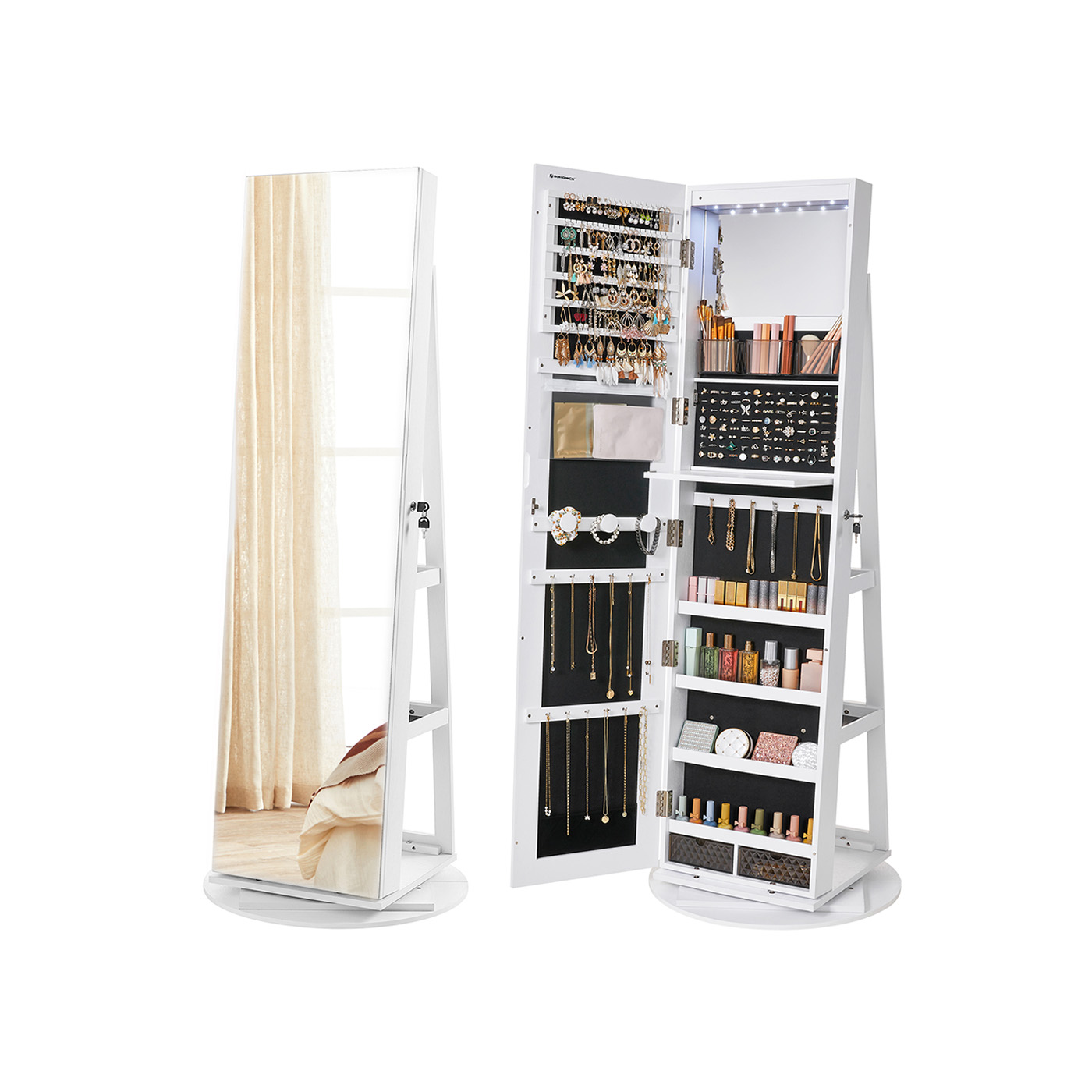 SONGMICS Schmuckschrank mit Spiegel B34JJC007W01