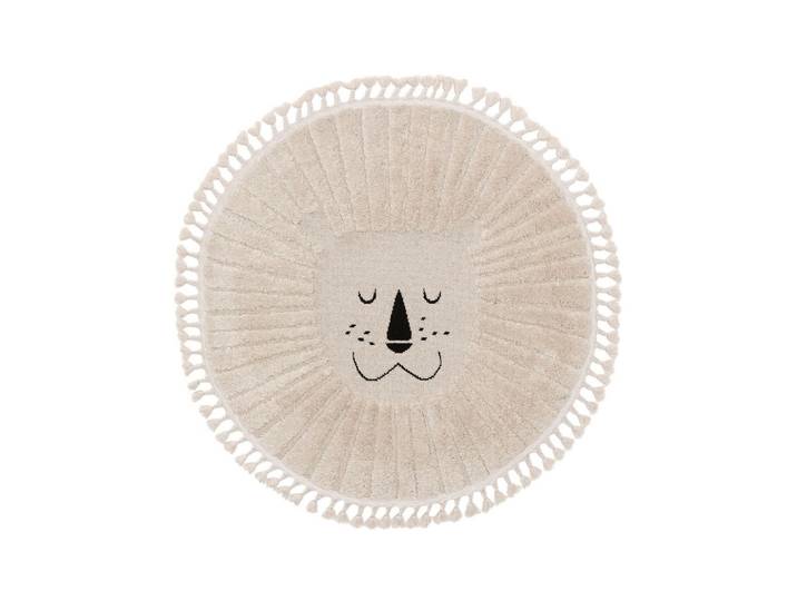 Kunstloft Kinderteppich Momo Cream ø 120 cm rund, Beige, Textil, Animalprint, Rund, 120x1 cm, wasserabweisend, Teppiche & Böden, Teppich, Kinderteppich