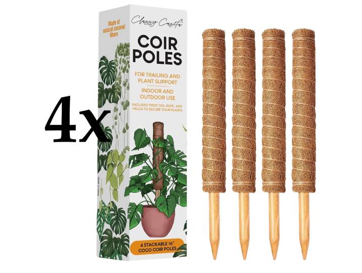 Kokosstäbe Rankhilfen 4er Set bis 160 cm Frei steckbar und kombinierbar