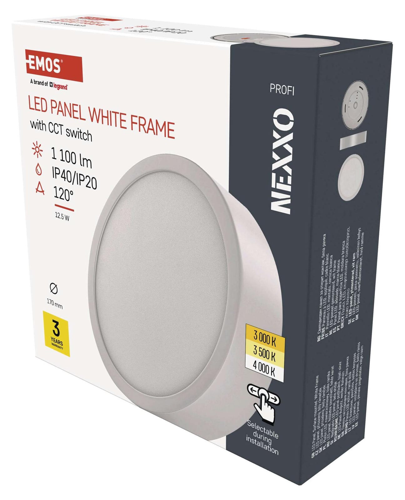 Emos NEXXO LED-armatuur wit, rond, 12,5 W, warm/neutraal wit, 17 cm, ZM5133