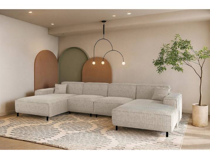 Fun Möbel Wohnlandschaft Designersofa FUN GEMA in Stoff, mit 2 Ottomanen, Rundumbezug