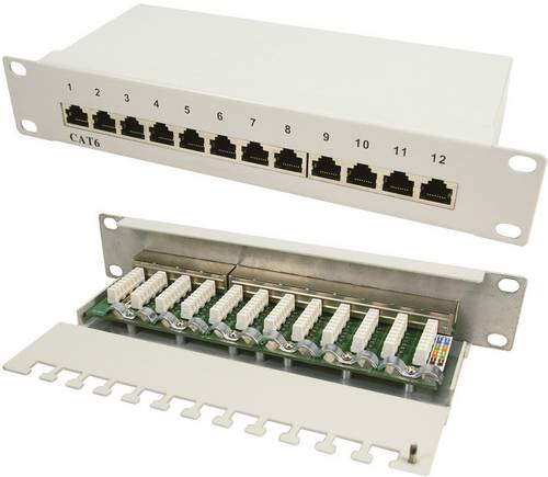 LogiLink NP0041 12 Port Netzwerk-Patchpanel 254 mm (10") CAT 6 1 HE Bestückt