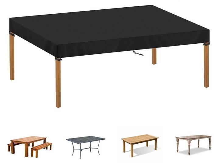 Abdeckplane Gartentisch 180x100x15cm Schwarz 420D Oxford Wasserdicht