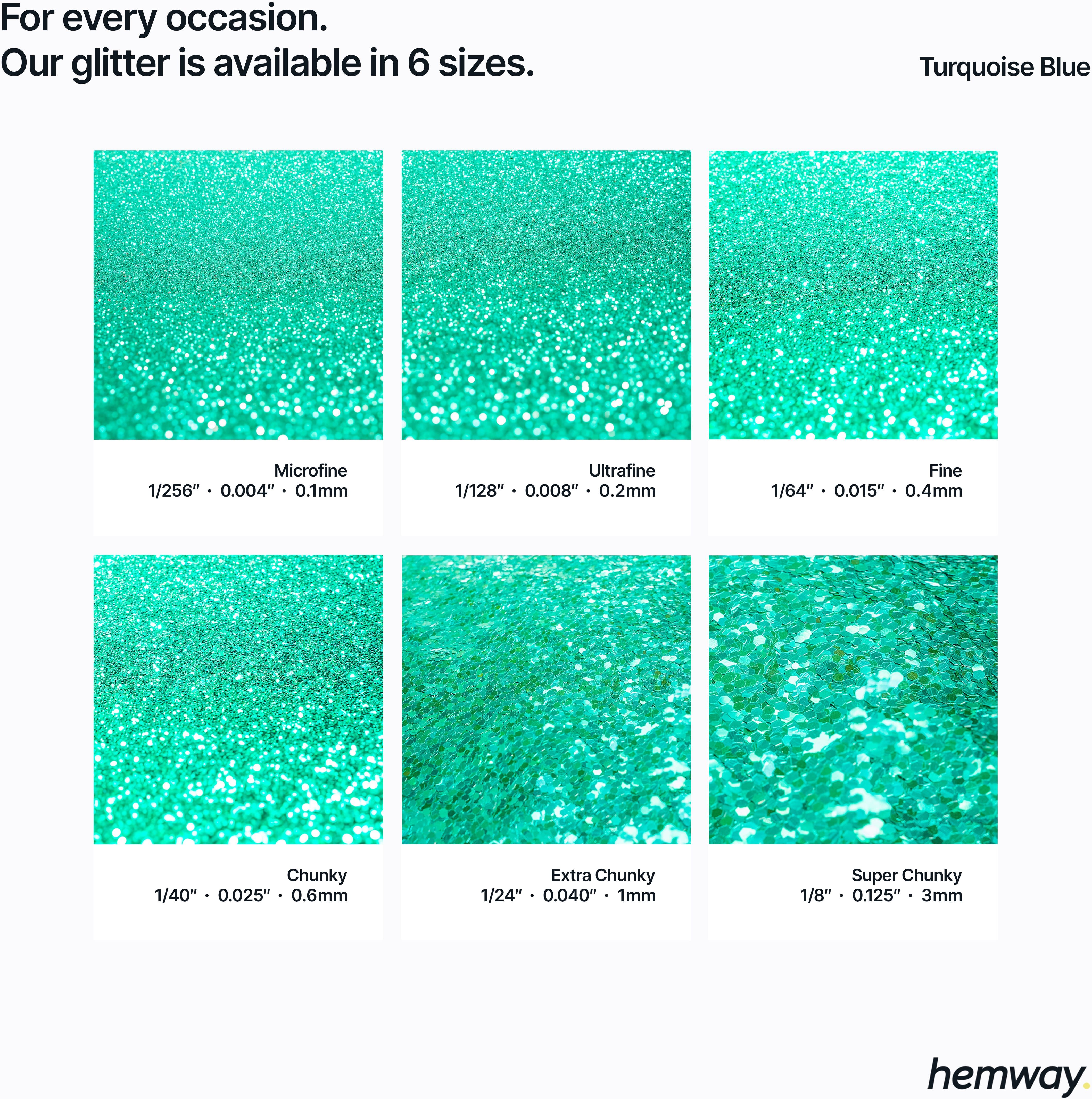 Hemway Glitter Ultra Sparkle 100g / 3.5oz   Turquoise Blue   Cosmetic, Festival, Crafts - Turquoise Blue - Fine 100g