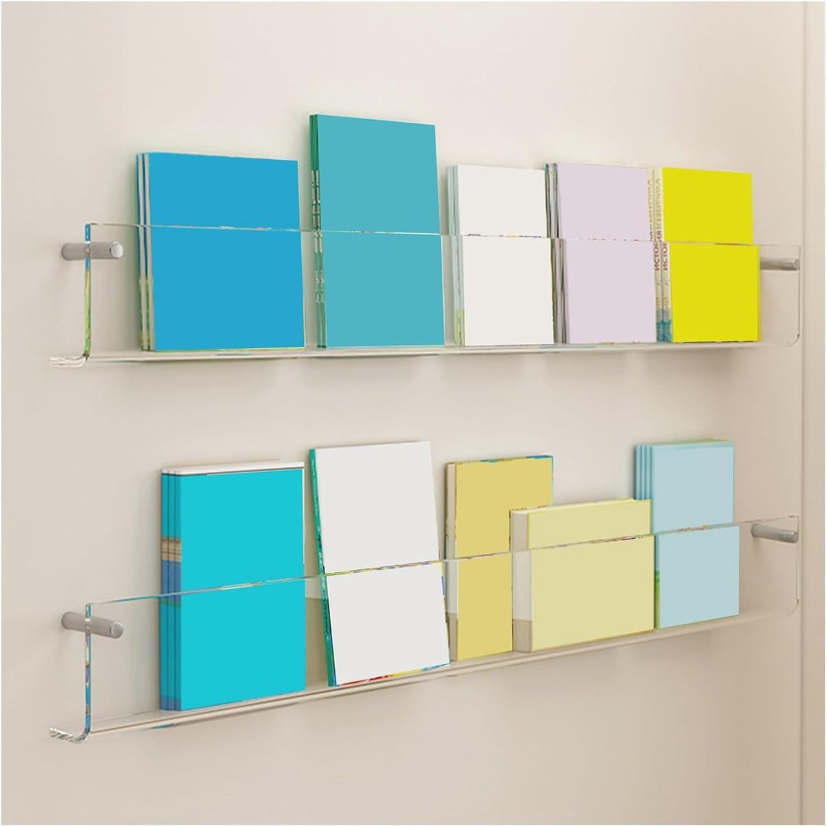 Transparante Acryl Magazine Houder Wandrek voor Kantoor Organisatie L70cm