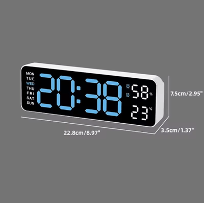 Inspire Picks Smart LED Digital Wall Clock Silent Modern Display With Temperature & Calendar white
