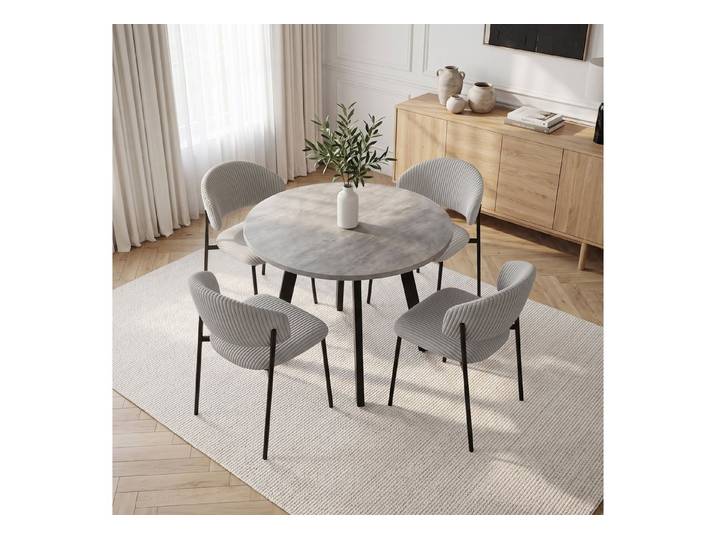 Jiexi Esstisch Grauer moderner runder Esstisch – Durchmesser 80 cm – Küchentisch
