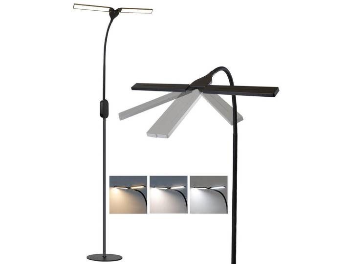 ZMH LED Stehlampe Luminar 44/22/158 cm, Schwarz, Metall, Mode, LED integrated, 22x158x44 cm, Lampen & Leuchten, Innenbeleuchtung, Stehlampen