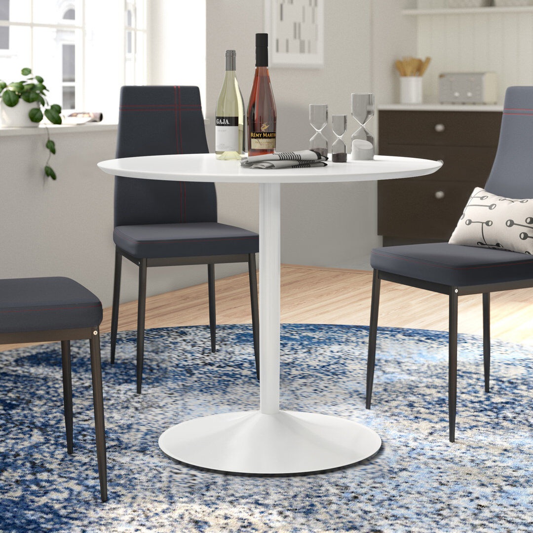 Zipcode Design Dora Round Metal Base Dining Table White