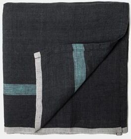 Couleur Nature Caravan Laundered Linen Napkins - Set of 4 - Charcoal / Aqua