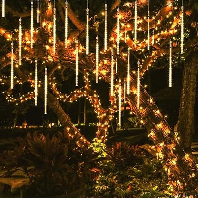 Regentropfen-Lichter Meteorregen-Lichter 30 cm 8 Röhren 144 LEDs fallende Regentropfen-Eiszapfen-Lichter für Bäume Halloween-Dekoration Hochzeitsdekoration