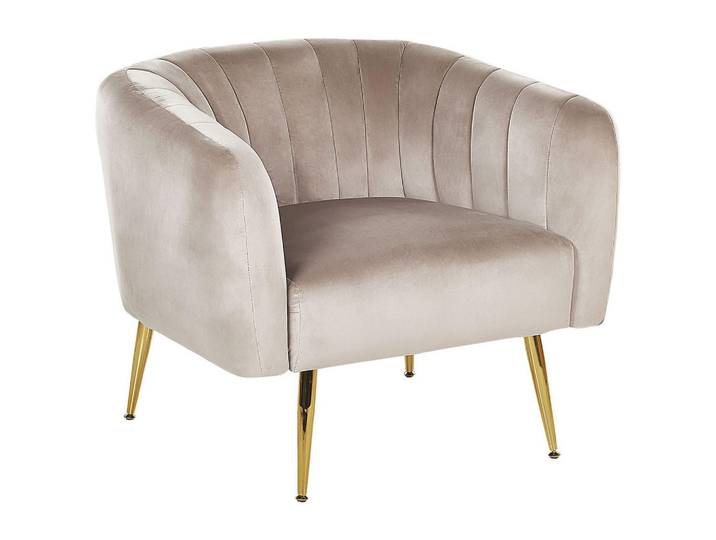 Beliani Sessel Samtstoff Beige Laconia, Metall, 85x72x62 cm, Wohnzimmer, Sessel, Polstersessel