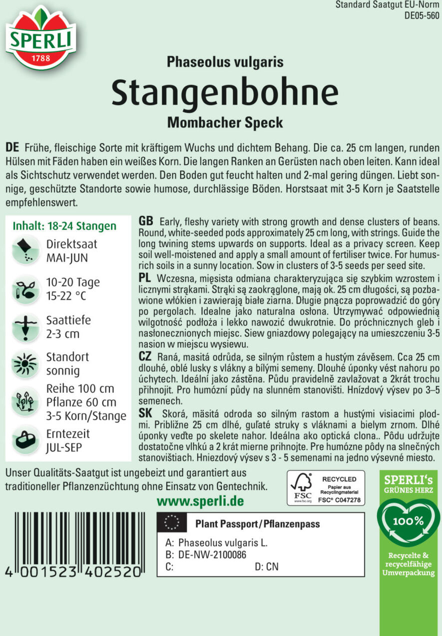 Sperli Stangenbohne Mombacher Speck