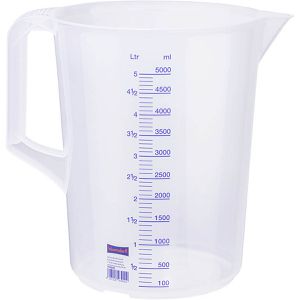 Hünersdorff Messbecher 939000, aus Kunststoff, mit ml / Liter Skala, hitzebeständig, 5 Liter