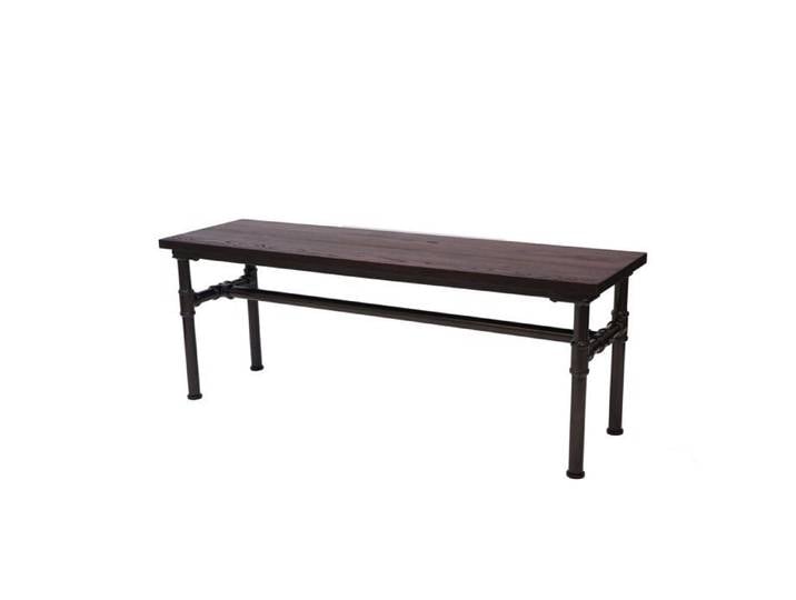 Banc tabouret de salle a manger design industriel en bois d orme 120x35cm brun noir 04_0001153