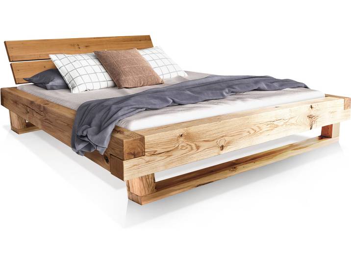 LIAS Balkenbett mit Kopfteil, Holz-Kufenfuß, Material