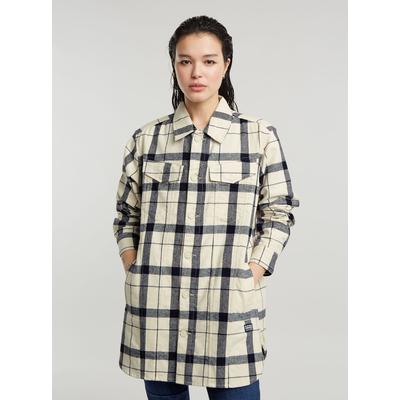 Langarmshirt G-STAR "Boyfriend Overshirt", Damen, Gr. S, beige (milk remy check), Obermaterial: 100% Baumwolle, Shirts Langarmshirt