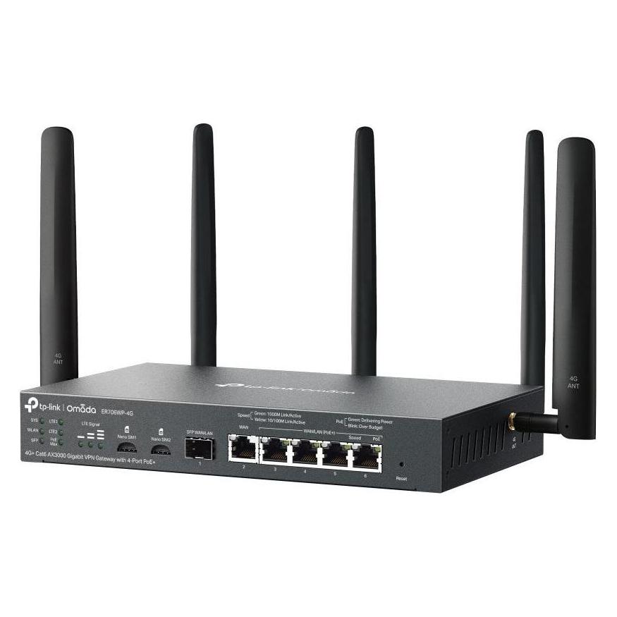 TP-Link ER706WP-4G AX3000 4G+ Gigabit VPN Gateway mit PoE+ und Dual-SIM (425403)