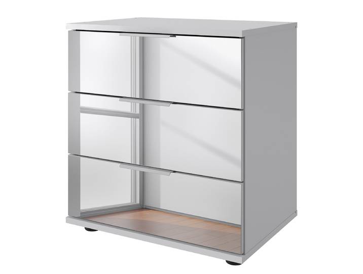 Table de chevet Saigon - Miroir 52 x 58 x 38cm Blanc/Blanc Blanc