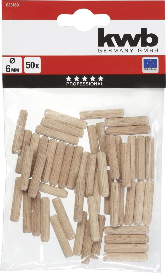 KWB Houten deuvels 6 mm, 50 stuks