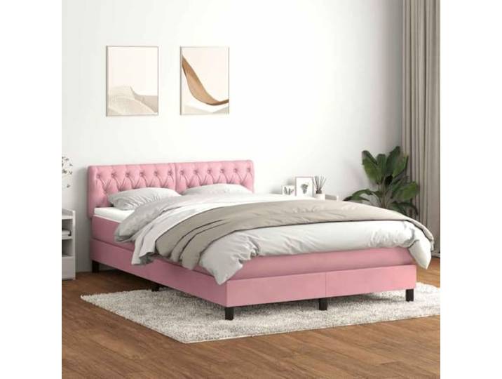 RJPLMFV Lattenrost mit Matratze, 160 x 210 cm, Velours, Rosa Taschenfedern, verstellbares Kopfteil, abnehmbarer Topper, Premium-Komfort