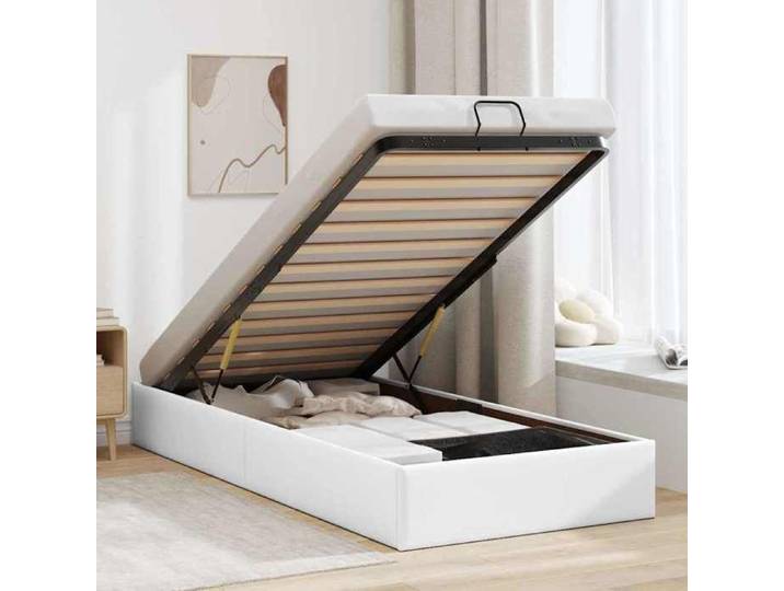 Cadre de lit ottoman - JILI - sans matelas - blanc 90x190 cm similicuir L732