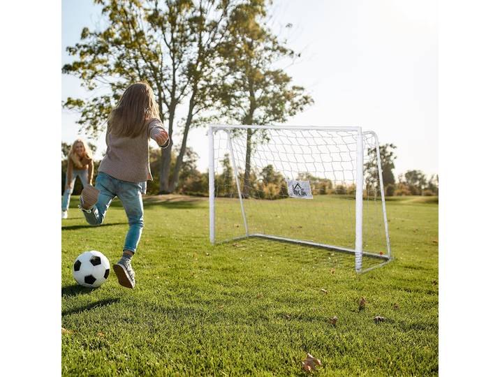 HOMCOM Buts Football Métal Blanc 2pcs avec Filet PE