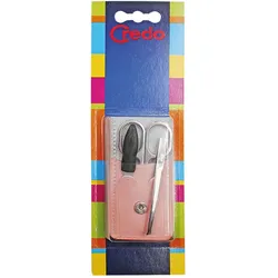 Credo Maniküre-Set 3-teilig im Leder-Etui mit Nagelfeile, Nagelschere und Pinzet...