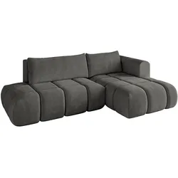 ECKSOFA Ottomane Rechts CLOUD-L 280x185x90 Dunkelgrau Velours