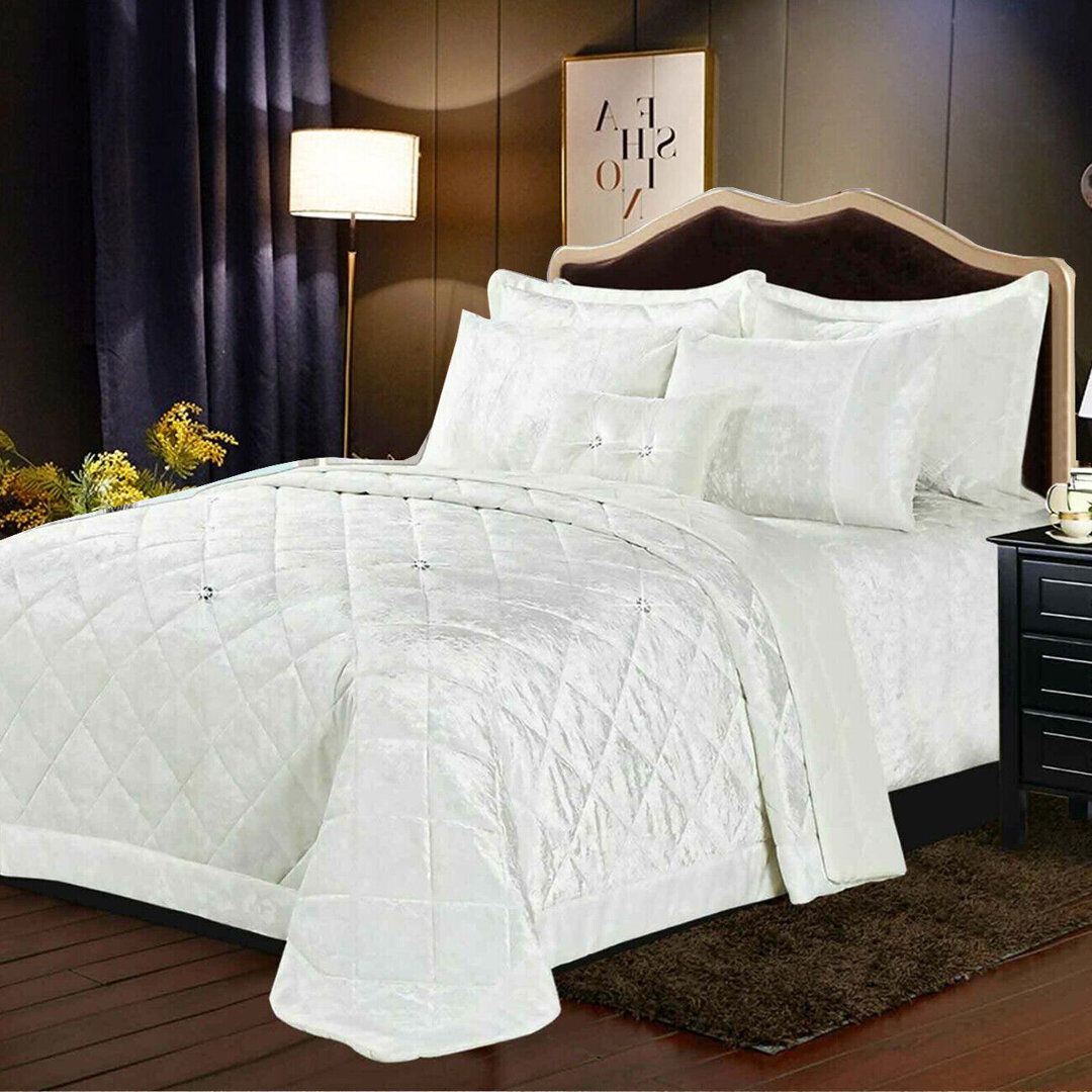 Canora Grey Stodghill Velvet Solid Colour Bedspread Silver King