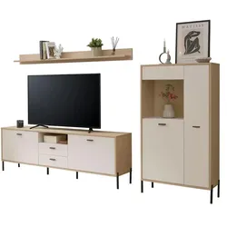 Wohnwand 3-teilig Fredericia , braun , Maße (cm): B: 285 H: 170