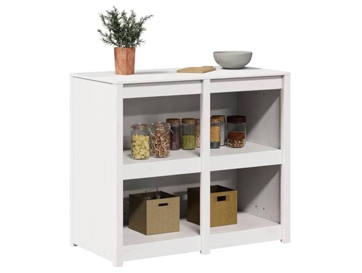 KTHLBRH Meppel Küchenschrank warmweiß 106 x 55 x 92 cm Massives Kiefernholz, 4 Regale, rechteckiges Design, Montage erforderlich