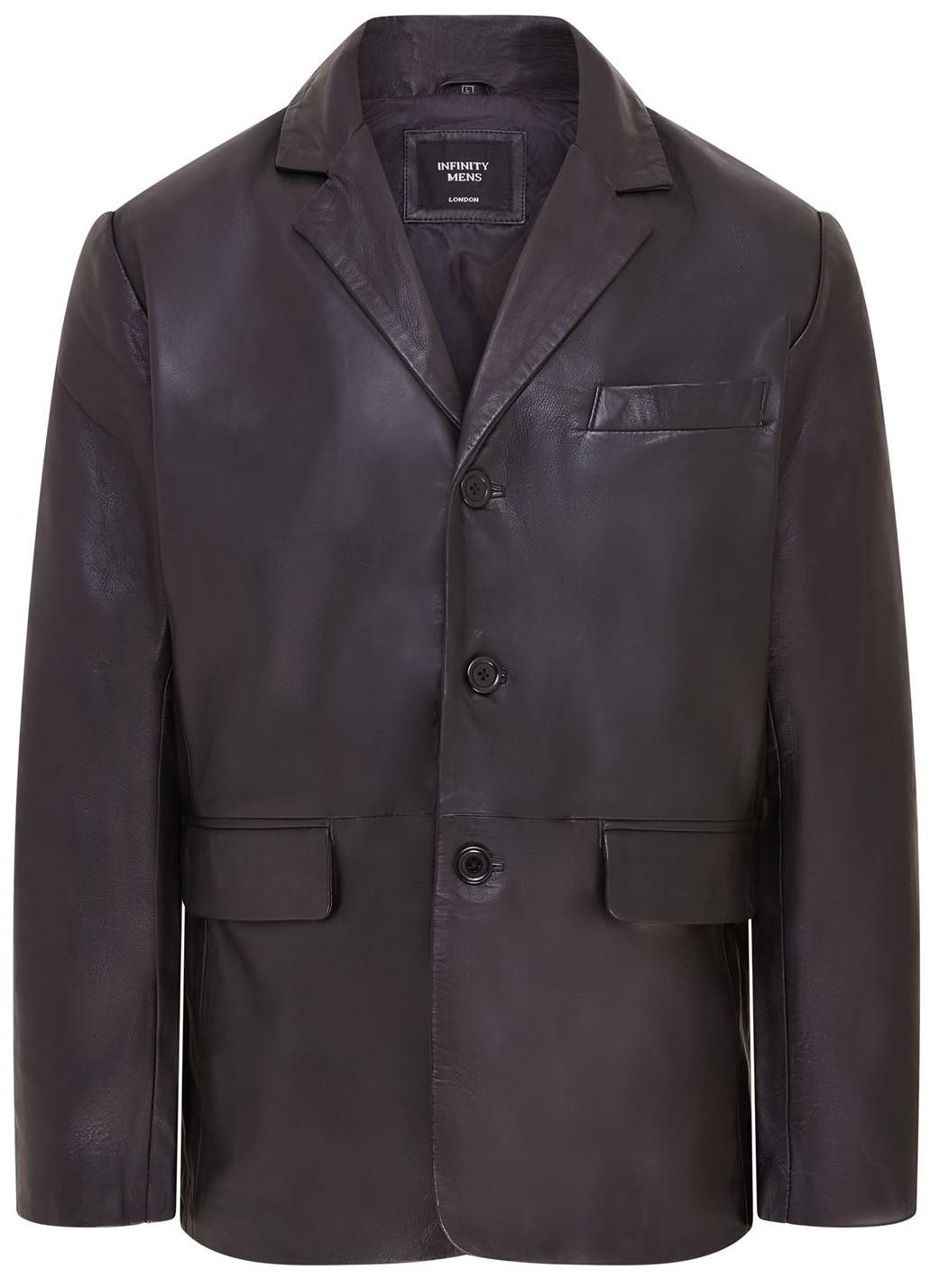 Herren-Blazerjacke aus italienischem Leder mit 3 Knöpfen – Fauske