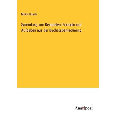 Sammlung von Beispielen, Formeln und Aufgaben aus der Buchstabenrechnung, Gebundene Ausgabe von Meier Hirsch, Anatiposi Verlag, 978-3-382-04483-1