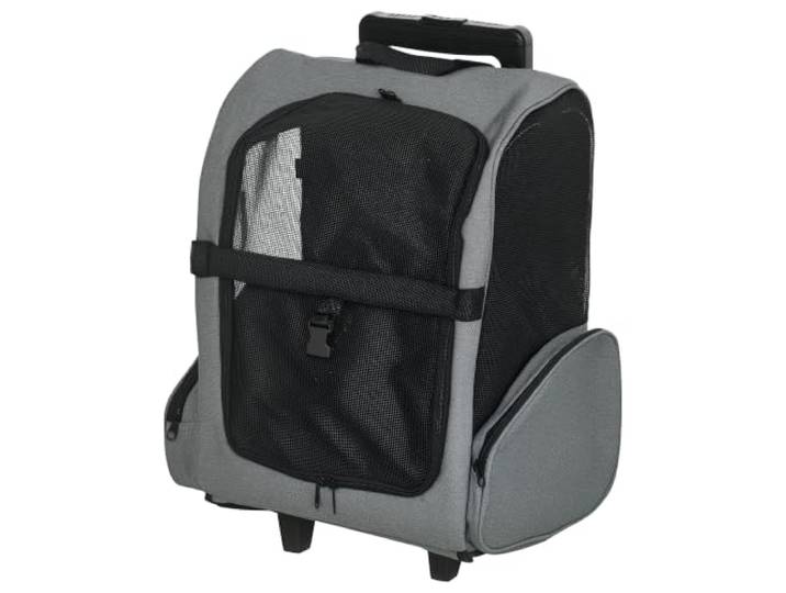 PawHut 2 en 1 Trolley Chariot Sac à Dos Sac de Transport à roulettes pour Chien Chat Gris
