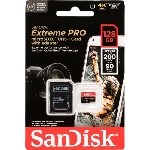SanDisk microSDXC 128GB Extreme Pro A2 C10 V30 UHS-I U3