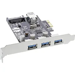 INLINE Schnittstellenkarte, 3x+1x USB 3,0, PCIe, mit SATA Strom + LP-Slotblech