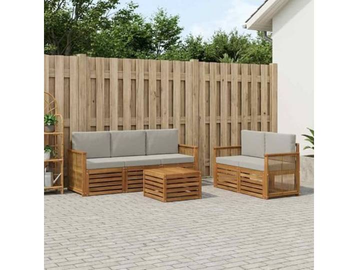 HFMDRMU Modulares Sofa Set aus massivem Akazienholz, Outdoor Sofagarnitur mit lackierter Oberfläche für Garten oder Terrasse, langlebiges Design mit Armlehnen und Rückenlehnen,