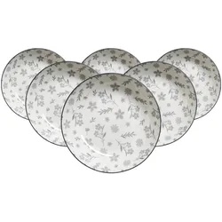 DESSERTTELLER Sendai Blume grau ø 21 cm 6er Set