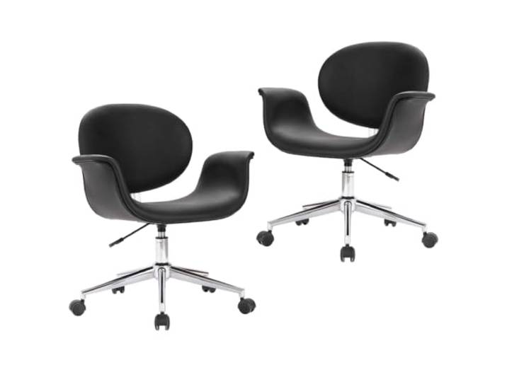 Jkghdrt Esszimmerstühle 2 STK. Drehbar Schwarz Kunstleder 360 Grad drehbar, höhenverstellbar mit Gasfeder, Metallbeine, max. 110 kg pro Sitzplatz, ergonomisch geformt